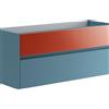 Leroy Merlin Mobile da bagno sospeso sotto lavabo Niwa 2 cassetti ideale per doppia vasca L119.5 x H50 x P45.5cm blu bacifico e paprika