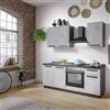 Leroy Merlin Cucina montata Dora bianco e grigio chiaro, lavello a sinistra, L.195 cm, completa di: cappa a camino, piano cottura a induzione e forno