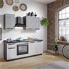 Leroy Merlin Cucina montata Dora bianco e grigio chiaro, lavello a destra, L.195 cm, completa di: cappa a camino, piano cottura a induzione e forno