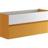 Leroy Merlin Mobile da bagno sospeso sotto lavabo Niwa 2 cassetti ideale per doppia vasca L119.5 x H50 x P45.5cm senape e bianco cannettato