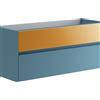 Leroy Merlin Mobile da bagno sospeso sotto lavabo Niwa 2 cassetti ideale per doppia vasca L119.5 x H50 x P45.5cm blu pacifico e senape opaco cannettato