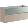 Leroy Merlin Mobile da bagno sospeso sotto lavabo Niwa 2 cassetti ideale per doppia vasca L119.5 x H50 x P45.5cm sabbia e verde timo cannettato