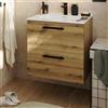 SENSEA Base sospesa Remix 2 cassetti, L60 X P45 X H57.7 cm rovere rustico