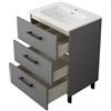 SENSEA Base Remix 3 cassetti, L60 X P45 X H57.7 cm , grigio cemento, con piedini