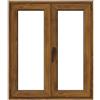 ISOXA Finestra in PVC effetto legno rovere dorato L 120 x H 140 cm, 2 ante apertura a destra