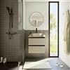 SENSEA Mobile bagno sospeso Studio con lavabo, top incluso L 60 x H 58 x P 48.1 cm beige cannettato in mdf 2 cassetti per vasca centrale
