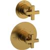 HUBER Rubinetto per doccia getto laminare cristallino ad incasso termostatico Los Angeles oro satinato HUBER