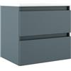 VISOBATH Mobile bagno sospeso con lavabo e organizer per cosmetici L 59.5 x H 55 x P 45 cm avio, bianco 2 cassetti per vasca centrale Trevi