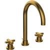 HUBER Rubinetto per lavabo getto aerato Los Angeles oro spazzolato satinato HUBER H 28 cm