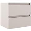 VISOBATH Mobile bagno sospeso con lavabo e organizer per cosmetici L 59.5 x H 55 x P 45 cm cotton, bianco 2 cassetti per vasca centrale Trevi