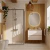 VISOBATH Mobile bagno sospeso con lavabo e organizer per cosmetici L 79.5 x H 55 x P 45 cm cotton, bianco 2 cassetti per vasca centrale Trevi