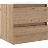VISOBATH Mobile bagno sospeso con lavabo e organizer per cosmetici L 59.5 x H 55 x P 45 cm Roble Costa, bianco 2 cassetti per vasca centrale Trevi