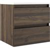 VISOBATH Mobile bagno sospeso con lavabo Trevi L 59.5 x H 55 x P 45 cm Valenti, bianco con top in legno 2 cassetti per vasca centrale