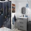 SENSEA Mobile bagno a terra con lavabo L 60 x H 73 x P 45 cm grigio cemento truciolare 3 cassetti | Remix