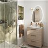 SENSEA Mobile bagno a terra con lavabo L 60 x H 73 x P 45 cm rovere chiaro truciolare 3 cassetti | Remix