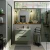 SENSEA Mobile bagno sospeso con lavabo L 80 x H 57,7 x P 45 cm verde matt truciolare 2 cassetti | Remix