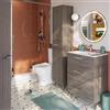 SENSEA Mobile bagno a terra con lavabo L 60 x H 73 x P 40 cm rovere grigio truciolare 3 cassetti | Remix