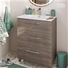 SENSEA Mobile bagno a terra con lavabo L 60 x H 73 x P 45 cm rovere grigio truciolare 3 cassetti | Remix