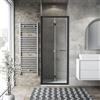 SIRO Porta doccia pieghevole L 101 cm x H 195 cm, per nicchia in vetro trasparente, profilo nero