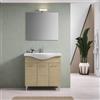 Leroy Merlin Mobile bagno da fissare con lavabo e specchio LIMA L 75 x H 80 x P 33.5 cm rovere naturale in truciolare 3 ante per vasca centrale