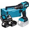 Makita Trapano a percussione a batteria MAKITA DHP490RFJ 18 V 3 Ah, 2 batterie in valigetta in plastica