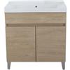 Leroy Merlin Mobile lavanderia Dolomite 2 ante in truciolare rovere dolomite L 80 x P 47 x H 81 cm, completo di sifone.