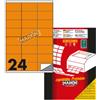Markin Etichette arancione fluo permanenti Markin Copiatabu A4 - 24 et./ff - 70x36 mm - conf. 100 pzff - X210C500F-AR - F10579