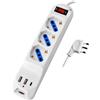 MKC Multipresa con pulsante MKC 3 posizioni schuko bipasso 10/16A + 2 USB-A e 1 USB-C spina 16A 2P+T cavo 1,5 m - F10569