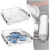 YUENFONG 2 cassetti telescopici da cucina, per armadi da 60 cm (larghezza effettiva 57 cm)