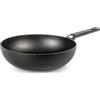 H&H Wok Titan in Alluminio con Rivestimento Antiaderente Pfluon, 28 cm, Colore Nero, Adatto a Tutti i Piani Cottura - Incluso Induzione e Vetroceramica, PFOA Free