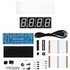WPKD BLUEIY Kit Orologio Digitale a LED Fai-da-Te, Display Automatico a 4 Cifre, Temperatura, Orologio Esterno in ABS Robusto e Trasparente, con Controllo della Luce, Orologi da Tavolo di