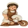 THUN - Statuina Presepe Uomo con Carriola - Decorazioni Natale Casa - Linea Presepe Classico, Variante Bianca - Ceramica - 6 x 4 x 8 h cm