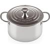 Le Creuset Casseruola bordi alti con coperchio in acciaio inox, diameter 20 cm, Ghisa, Argento, 96600620000000