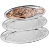 Behogan 3 piatti da portata, 30 cm + 35 cm + 40 cm, in acciaio inox, colore argento, ovali da portata per vassoio da cameriere, salsicce, formaggio, feste, serrature, vassoio da caffè