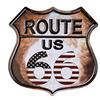 dojune Targa in metallo con bandiera americana Route 66, decorazione da parete in stile vintage retrò