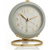 HERCHR Orologio da Tavolo Tondo Quarzo Silenzioso, Sveglia Decorativa Minimalista con Supporto Metallico Dorato per Comodino, Scrivania e Arredamento Casa(Acquamarina)