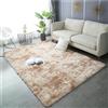 Mateju MatejuTappeto Salotto Moderno Peloso, Tappeto Camera da Letto per Soffice e Soffice, Tappeto Pelo Lungo Lavabili Antiscivolo per Nursery Camera da Letto Home Decor (100x200cm,Cammello Tie-Dye)