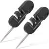 Cyrank Portatile Affilacoltelli Mini, 4 in 1 Portatile Affilacoltelli con Accendifuoco, 2 Pezzi Affilacoltelli da Cucina Professionale, Affilacoltelli Manuali, Affila Coltelli da Cucina Affilare Forbici