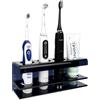 Linkidea Portaspazzolino elettrico per doccia, in acrilico, con 4 scomparti, organizer per spazzolino elettrico, dentifricio, compatibile con Oral-B serie iO, Philips Sonicare, 7AM2M (nero)