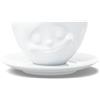 FIFTYEIGHT PRODUCTS Fiftyeight - Tazza da Colazione Grande, con piattino, Motivo: Happy