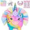 MHJY Salvadanaio Bambini A Forma Di Unicorno, in Resina Infrangibile, Salvadanaio Grande con Adesivi Fai Da Te, Regalo Di Compleanno e Natale