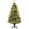 COSTWAY Albero di Natale con Luci in Fibra Ottica 120/150 cm, Albero di Natale Preilluminato con 8 Modalità di Illuminazione, 130/170 Rami, 14/20 Fiocchi di Neve, Puntale a Stella e Base (120 cm)
