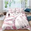 Homemissing Torre Eiffel Ragazza Moda Romantica Parigi Tema Copripiumini Coppia Camera da letto Decorazione Moderna Francese Paesaggio Urbano Microfibra Retro Rosa Set Set Copripiumino 200x200cm