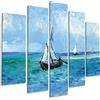 Giallobus - Quadro 5 pannelli Art Board - Vincent Van Gogh - Il mare a Les Saintes Maries - Legno Mdf - 140x100