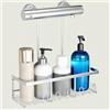 RUIHANDA Mensola doccia da appendere, cestino doccia senza foratura, in acciaio inox, con 12 ganci, supporto per shampoo per doccia (argento)