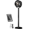 HpLive Ventilatore a piantana a energia solare con luce LED e ricarica USB, ventilatore da pavimento regolabile in altezza in ABS in nero e verde, portatile (nero)