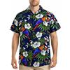 King Kameha Camicia Hawaiana Uomo a Maniche Corte con Stampa Pappagallo e Ciliegia, Cherryparrot, Blu Scuro, 5XL