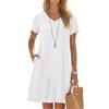 Enmain Vestito Lino Donna Estivo con Maniche Corte Scollo V Vestiti Midi Donna Estivi Elegante Casual Spiaggia con Tasche Abito Tinta Unita per Vacanze Senza Accessori