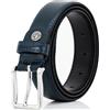 Lindenmann cintura uomo cintura in pelle bovina, 30mm di larghezza e 3.8 mm di spessore, accorciabile, cintura, cintura in pelle, cintura classica, con trapunto doppio, XXL, blu, Größe/Size:100