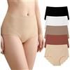 Hellomamma Mutande Donna Senza Cuciture: Slip Donna Vita Alta Invisibili con Bordo a Onda in Microfibra Elastica Culotte Avvolgente Senza Etichetta per Yoga e Fitness Pacco da 5 Pastello 2XL
